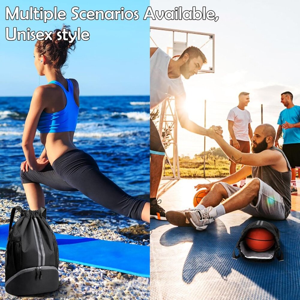 Drawstring Backpack Gymbag Water Resistant Sports… - image 5